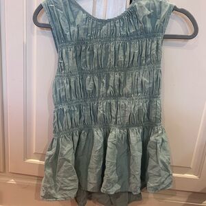 Sleeveless Green Ruffled Top